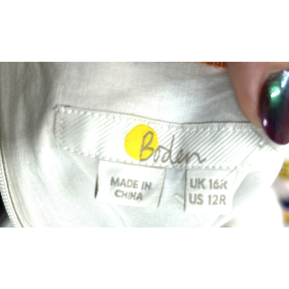 Boden Dress Womens 12 Multicolor Tropical Leaf Print Sleeveless Fit Flare Resort - Picture 4 of 16